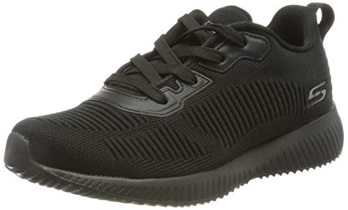 Skechers Damen BOBS Squad Tough Talk Sneaker, Black Engineered Knit/Trim, 39 EU