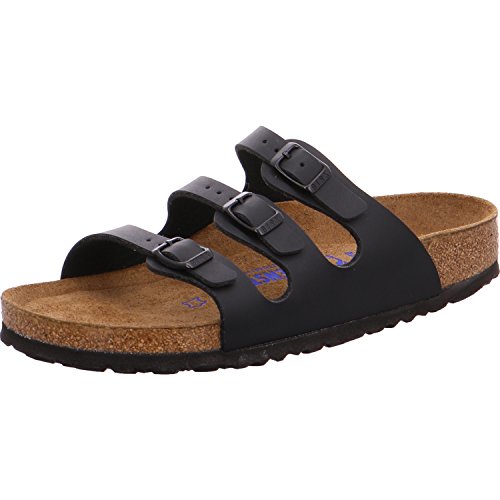 Birkenstock Damen Florida Birko-Flor Softfootbed Pantoletten, Schwarz (Schwarz), 38 EU Schmal