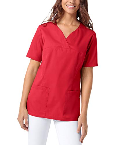 CLINIC DRESS Schlupfkasack Damen Kasack für die Pflege 1/2 Arm Regular Fit Länge ca. 70 cm 50% Baumwolle 95 Grad Wäsche rot L