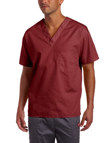 Dickies Unisex Everyday Scrubs (EDS) V-Ausschnitt 1 Tasche Top - Rot - Mittel