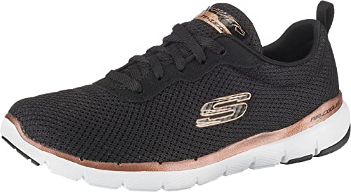 Skechers Damen Flex Appeal 3.0 First Insight Sneaker, Black Mesh Rose Gold Trim, 39 EU