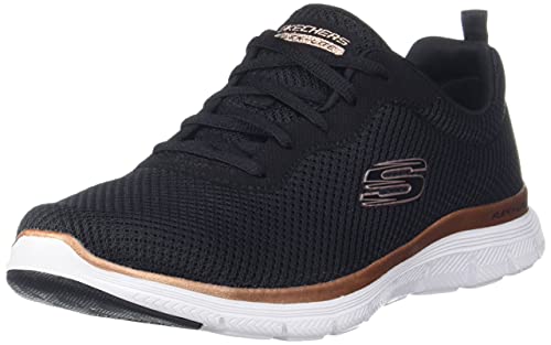 Skechers Damen Flex Appeal 4.0 Brilliant View Walking-Schuh, Black Mesh Rose Gold Trim, 41 EU