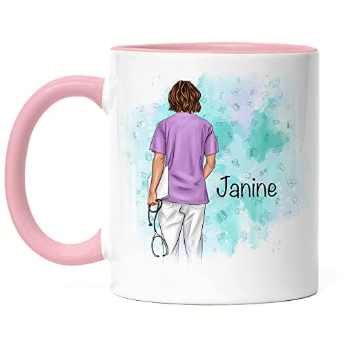 Kiddle-Design Krankenschwester Tasse Rosa Personalisiert Ärztin Pflegerin Pflegekraft Heldin Kollegin Freundin mit Name & Spruch