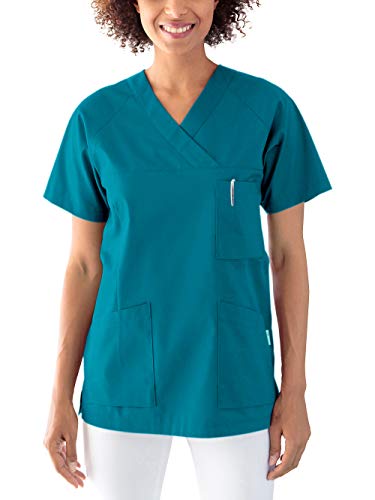 CLINIC DRESS Schlupfkasack Kasack Damen für Krankenpflege und Altenpflege 50% Baumwolle 95 Grad Wäsche Petrol L
