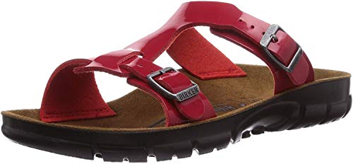 Birkenstock Classic Sofia Birko-Flor, Damen Pantoletten, 40 EU Schmal, Rot Tango Red Patent