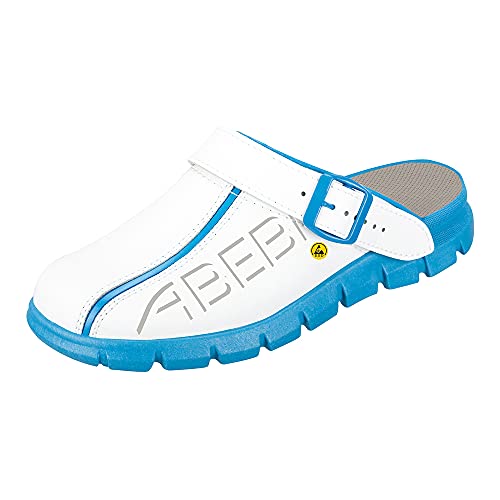 ABEBA 37312 ESD Arbeitsschuhe Dynamic Clogs weiß blau mit ESD-Kennzeichnung in Größe 42, 37312-42