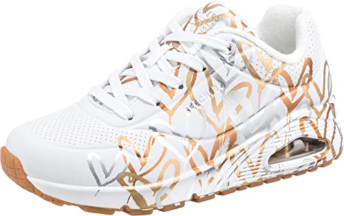 Skechers Damen UNO-metallic Love Sneaker, weiß, 40 EU