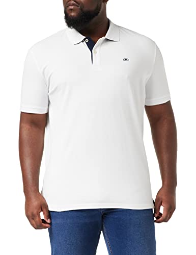 TOM TAILOR Herren Basic Piqué Poloshirt 1027713, 20000 - White, L
