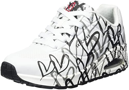 Skechers Damen Street UNO SPREAT The Love Sneakers 155507 Weiß/Schwarz, Schuhgröße:39 EU