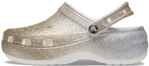 Crocs Classic Clog für Damen, Plateauschuhe, Ombré-Glitzer, 40 EU