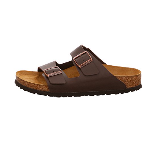 Birkenstock Herren ARIZONA Birko-Flor Pantoletten, Braun (Dunkelbraun) , Schmal unisex_eu, 42 EU