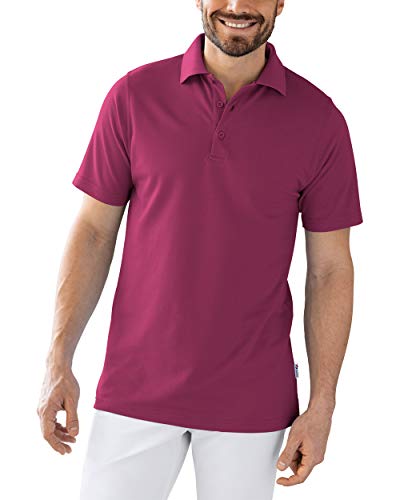 CLINIC DRESS Shirt Polo Unisex 1/2 Arm - gerade Form Polokragen 60% Baumwolle, für Krankenschwestern, Pfleger, Ärzte und Pflegepersonal Berry M