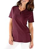 CLINIC DRESS Longshirt - Damen Shirt leicht tailliert 1/2 Arm hinten länger Saum abgerundet 60° Wäsche Bordeaux 46/48 48 50