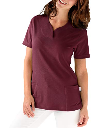 CLINIC DRESS Longshirt - Damen Shirt leicht tailliert 1/2 Arm hinten länger Saum abgerundet 60° Wäsche Bordeaux 50/52