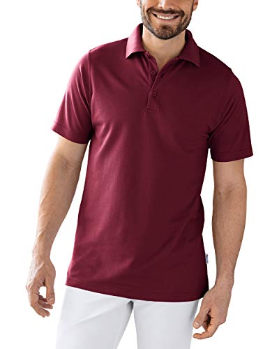 CLINIC DRESS Shirt Polo Unisex 1/2 Arm - gerade Form Polokragen 60% Baumwolle, für Krankenschwestern, Pfleger, Ärzte und Pflegepersonal Bordeaux L
