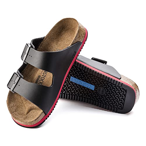 Birkenstock Sandale Arizona Superlauf, Birko-Flor, schwarz/rot, normal, Größe 45 230114-45 (Pantolette Schuh Halbschuh Latsche Zweischnaller Berufsschuh Schuhe Birki Arizona Slipper Pantoffel)