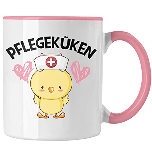 Trendation - Pflegeküken Tasse Geschenk Krankenschwester Ärztin Lustige Kaffeetasse Geschenkidee Altenpflegerin Pflegerin (Rosa)