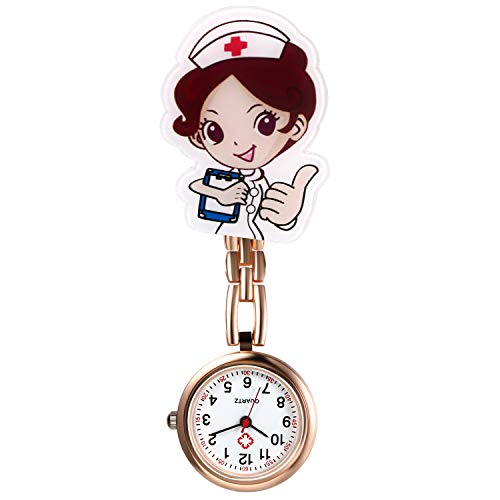 Lancardo Krankenschwesteruhr Set mit Clip Damen Herren Analog Quarz Schwesteruhren für Doktor Pfleger Krankenschwester, Rosegold