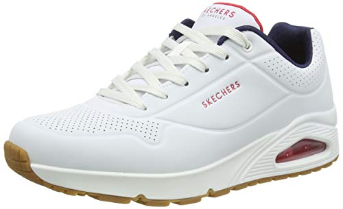 Skechers Herren Uno Stand On Air Sneaker, White Durabuck Navy Red Trim, 43 EU
