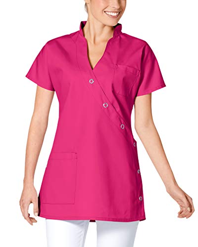 CLINIC DRESS Kasack Damenkasack für Krankenpflege und Altenpflege mit Brusttasche Mischgewebe 95° Wäsche pink 36