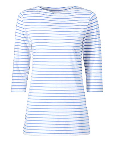 CLINIC DRESS Longshirt Damen - Ringelshirt 3/4 Arm Stretch mit 95% Baumwolle, für Krankenschwestern, Ärztinnen und Pflegepersonal blau/weiß L