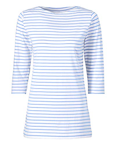 CLINIC DRESS Longshirt Damen - Ringelshirt 3/4 Arm Stretch mit 95% Baumwolle, für Krankenschwestern, Ärztinnen und Pflegepersonal blau/weiß M