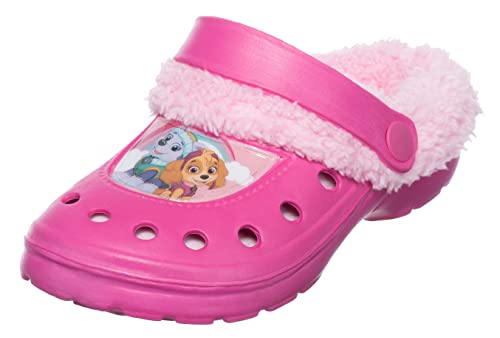 Brandsseller Kinder Clogs Winter Hauschuhe Gartenschuhe Leicht | Warm | Gefüttert | Clogs mit Motiven im Stil von Paw Patrol Pink/Rosa 25/26