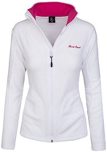 Rock Creek Damen Fleecejacke Fleece Jacke Übergangs Jacke Sweatjacke D-389 [White M]