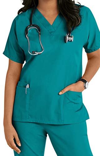 Krankenschwestern, Kosmetikerin, Tierarzt-Tuniken, Uniform für Krankenschwestern, Größe S - 3XL Gr. Large, blaugrün