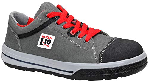 ELTEN Sicherheitsschuhe VINTAGE Pirate Low ESD S3, Herren, Leder, Stahlkappe, leicht, sportlich, Grau/Schwarz, Größe: 43