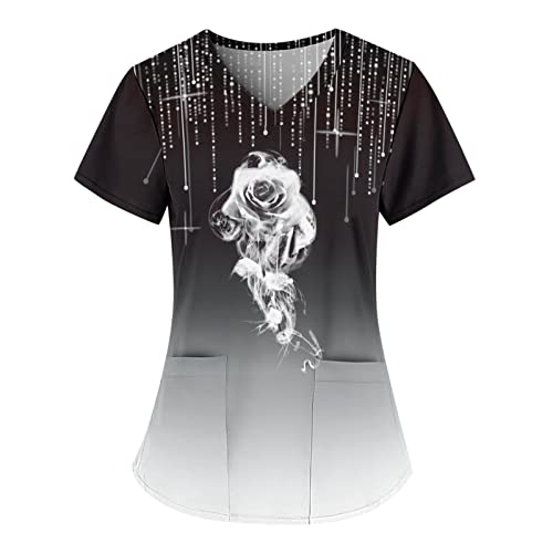 Seoilty Kasacks Damen Pflege Bunt Günstig Sommer Kaninchen Gedruckt Arbeitskleidung Uniformen Kurzarm Schlupfjacke Kurzarm Berufsbekleidung Für Pflege Unisex Uniform