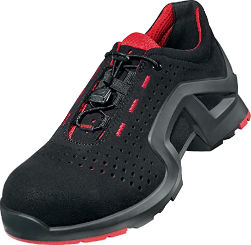 Uvex 1 x-tended Support Halbschuh, Sicherheitsschuhe S1 SRC, Arbeitsschuhe für Damen & Herren, Schwarz/Rot, Größe 43