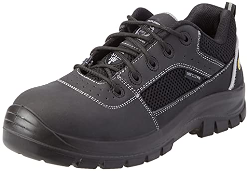 Skechers Herren Trophus Sicherheitsschuh, Black Nubuck Leather Textile, 44 EU