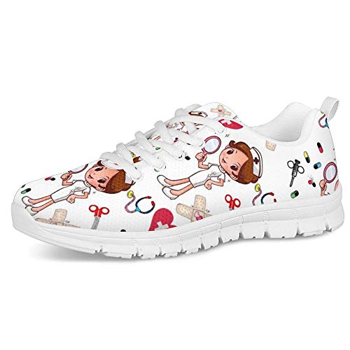 POLERO Nurse Schuhe Damen Pflegeschuhe Sneakers Schuhe Krankenschwester leichte Laufen Walking Mesh Flats Tennis Schuhe Laufschuhe für Frauen Sport Wohnungen Größe 39
