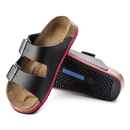 BIRKENSTOCK Sandale Arizona Superlauf, Birko-Flor, schwarz/rot, normal, Größe 47 230114-47 (Pantolette Schuh Halbschuh Latsche Zweischnaller Berufsschuh Schuhe Birki Arizona Slipper Pantoffel)