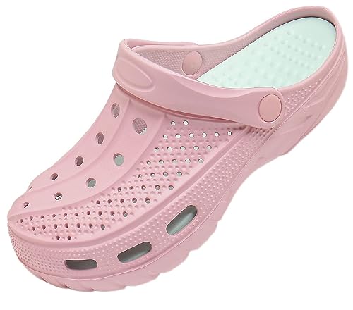 Unisex Clogs Pantoletten Sommer Hausschuhe Strand Sandalen Gartenschuhe mit Fußbett aus Weichem, Rosa, 38/39 EU (260)