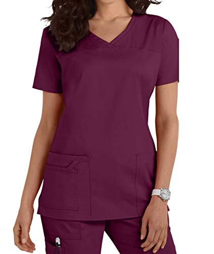 Smart Uniform V-Neck Top S-1122, L, Wine [Wein]1