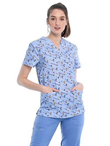 CHEROKEE Tooniforms V-Neck Kasack, Schlupfhemd mit Motiv Ski fahrende Tiere (L)