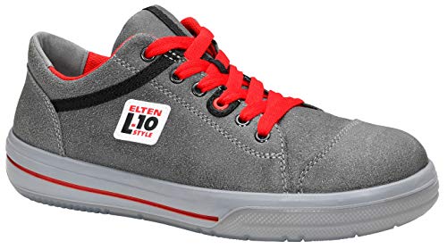 ELTEN Unisex Elten Sicherheitsschuhe Vintage Low Esd S3, Herren, Sportlich, Sneaker, Leicht, Grau/Rot, Stahlkappe boty, Grau, 43 EU