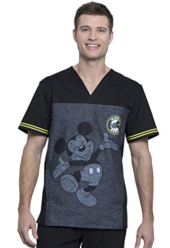 CHEROKEE Tooniforms V-Neck Kasack, Schlupfhemd Herren mit Motiv Mickey Mouse (M)