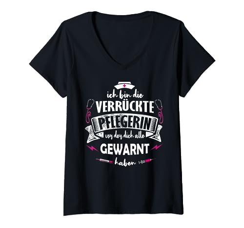 Pflegefachkraft Pflegekraft Krankenschwester Pflegerin T-Shirt mit V-Ausschnitt