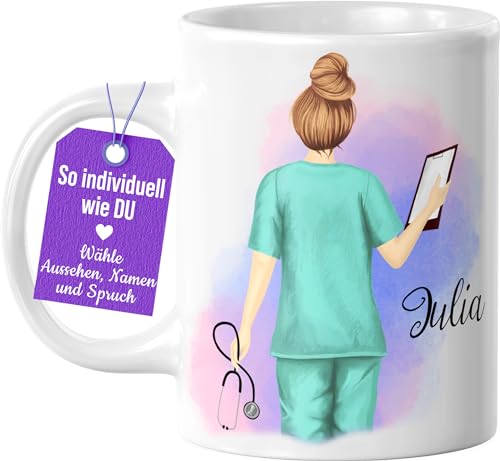 Heldentassen Personalisierte Krankenschwester Tasse, individuelles und persönliches Geschenk für Kolleginnen und Freundinnen, Kaffeetasse | Teetasse mit Namen und Spruch, 330 ml