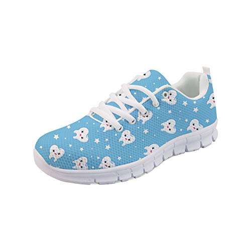 Coloranimal Blue Cartoon Zahnarzt Gedruckte Schnürschuhe Go Easy Walking Sneakers Casual DailyShoes Air Mesh Leichte Running Walking Casual DailyShoes EU Größe 40