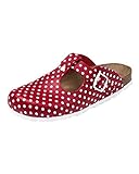 CLINIC DRESS Clog - Clogs Damen bunt. Schuhe für Krankenschwestern, Ärzte oder Pflegekräfte rot/weiß, gepunktet, Polka Dots 40