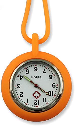 Krankenschwestertisch Medical Nurse Pocket Watch Krankenschwesteruhr Silikon Tunika Uhrwerk Design Anhänger Brosche hängen Taschenmantel Uhr Krankenschwester Arzt Tisch (Farbe: Gelb)-Orange Per