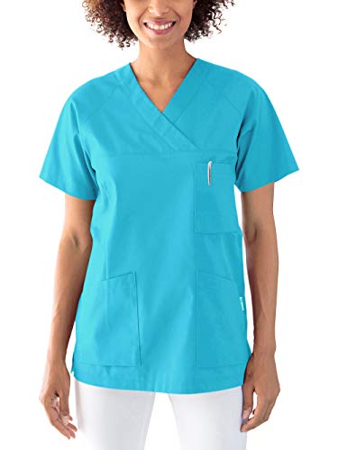 CLINIC DRESS Schlupfkasack Kasack Damen für Krankenpflege und Altenpflege 50% Baumwolle 95 Grad Wäsche türkis M