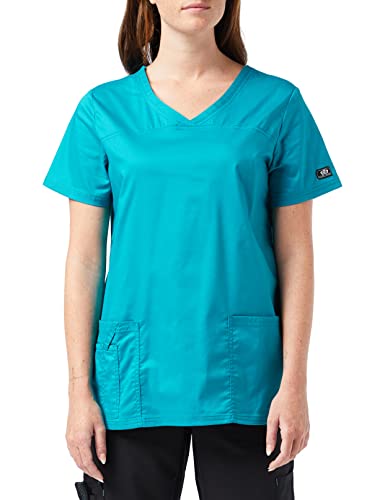 Smart Uniform 1122 V Neck Top, L, Teal [Aquamarin]1