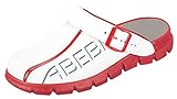 Abeba Berufsschuh-Clog Abeba 7313 – 35 Dynamic Pantoffeln, Taille 41, weiß/rot, weiß/rot mit Aufdruck, 41 EU, 7313-41