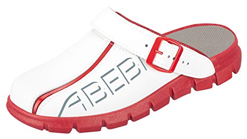 Abeba Berufsschuh-Clog Herren, Damen Dynamic Clog 7313 - 41 Arbeitsschuh, Weiß Rot mit Aufdruck, EU