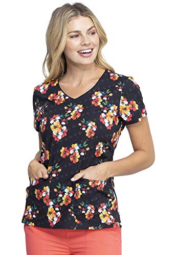 Dickies V-Neck Kasack, Schlupfhemd mit Motiv Care Clusters/Blumen (S)